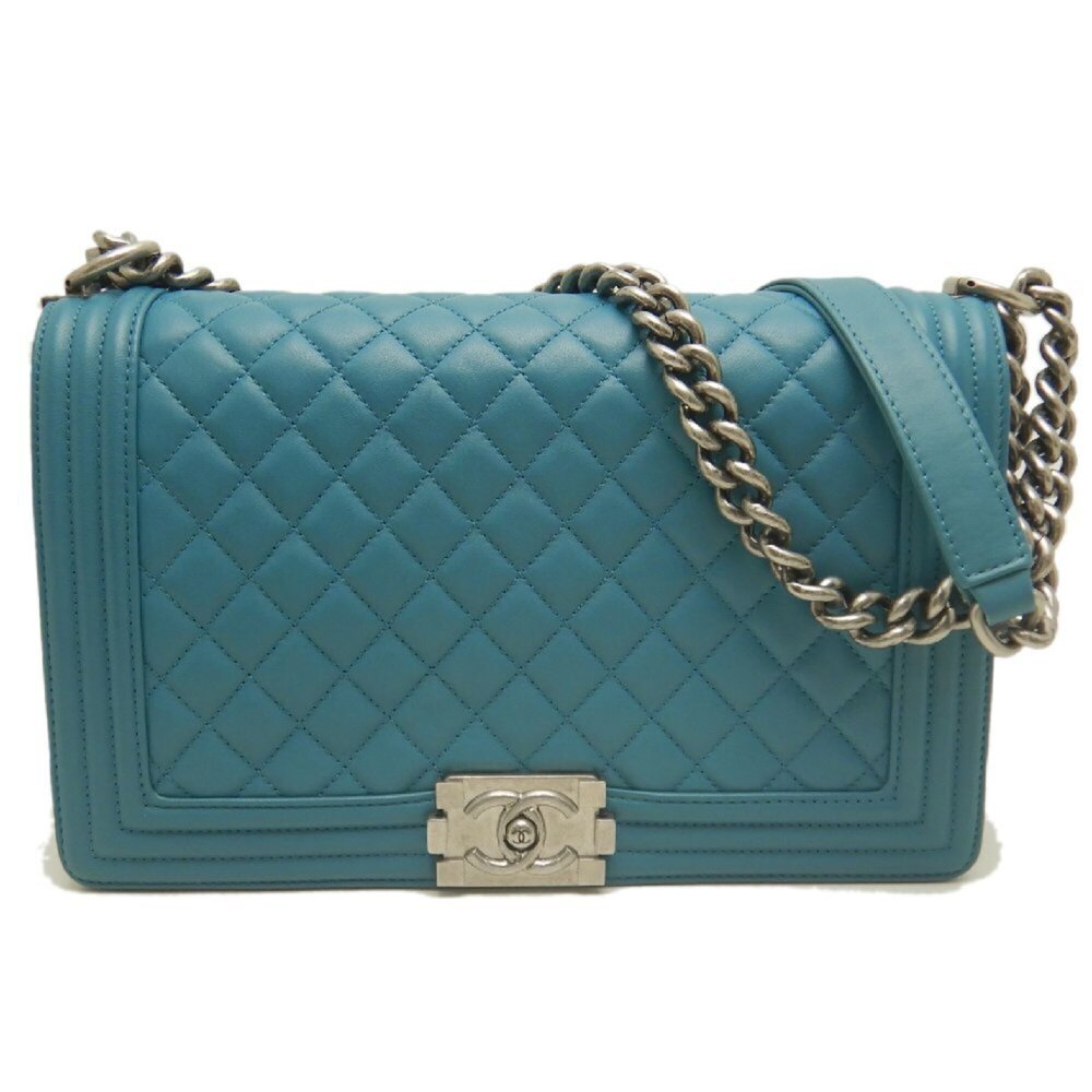 CHANEL Boy Chanel 25 Matelassé A67086 Shoulder Bag, Lambskin, Blue, Women's 2...